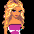 Pixelated character with blonde hair and blue eyes in a purple top, accompanied by text reading "I am #1!!! WRITE IT!" on black background.