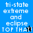 Pixelated text 'hi-state extreme and eclipse TOP THAT!' on blue and black backgrounds with cursor icons, animated between frames.