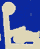 A 3x2 contact sheet of a pixelated animated icon showing a beige stick figure with a round head and long neck against a blue background, displaying subtle pose changes across five sampled frames.