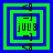 Four variations of a pixelated icon with nested blue and green squares, each containing black text 'jull8' surrounded by brackets.