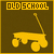 Yellow 'OLD SCHOOL' text above a yellow wagon on brown background, with visible animation changes across frames.