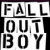 Static black-and-white pixelated icon displaying the text "FALL OUT BOY" in bold block letters across three rows with a white background and dark borders.