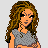 Pixel art contact sheet showing two frames of an animated icon featuring a cartoon woman with long brown hair wearing a gray crop top and blue bell-bottom pants, with red text reading "my boy-friend dumped me" on the right side.