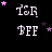 Pixelated text 'ISN' above 'BFF' in white, surrounded by pink and purple stars on black background with animated star movement.