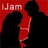 Red background with pixelated text 'Jam' above two dark silhouettes embracing, one figure in red clothing visible between them.