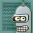 Animated contact sheet of a robot character with changing text labels on a teal background, showing 12 frames in a 4x3 grid layout.