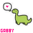 Green dinosaur icon with speech bubble containing colored 'Y' symbol, displayed in six color variations of text and background.