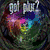 Animated icon with swirling dark green background and white text 'aol aim' at top, transitioning to a pink and white abstract swirl with colorful dots.