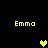 Four yellow 'Emma' text labels surround a central pixelated heart that alternates between bright yellow and olive green on black background.