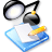 Pixelated icon shows black headphones with silver ear cups, a white base, and blue accents on a gray background.