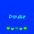 Blue background with light blue text 'Poulie' above green and gray pixelated symbols, two variations of symbol arrangement visible.