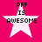 Four identical white star icons with black text "PFF IS AWESOME" on a solid pink background, arranged in two of two
