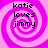 Four identical display a pink and white spiral background with black text reading 'katie loves jimmy' in each