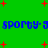Green background with red plus signs and blue text repeating 'sporty-3 sporty-3' in two horizontal lines.
