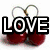 Two side-by-side static images: left shows 'LOVE' text over red cherries with white heart outline; right shows 'SUCK!' text over colorful lips with red lipstick.