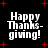 Black background with red plus signs and white pixelated text reading 'Happy Thanksgiving!' in four identical quadrants.