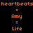 Animated pixel art displays 'heartbeats' text above three of '+' symbols, with green rectangles highlighting 'Amy' and 'Life' labels on a black background
