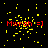 Red text 'Mwah =]' on black background with yellow pixelated sparkles, gray rectangle in bottom-right corner.