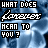 Animated text sequence on a blue cloudy background with white pixelated letters spelling 'WHAT DOES LATER MEAN TO YOU?' where the word 'LATER' changes character by character.