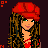 Pixel art contact sheet of a female character in red attire with multiple poses and expressions, including full-body views, close-ups, and partial body shots, with text "Devilish Hunny?" at the bottom.