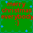 Green background with red text reading 'merry christmas everybody :)' and scattered blue star shapes, animated with star movement.