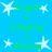 Green text equations on blue background with white star icons, showing 'Sugor + Singing = Aldina' repeated in a pattern