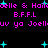 Pixelated text and cyan stars on black background with repeated phrases in pink font.