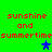 Green background with red pixelated text reading 'sunshine and summertime' repeated twice, featuring blue star icons in different positions across frames.