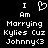 Pixelated text and heart symbol on black background, with two identical side-by-side layouts showing 'I Am Marrying Kylies Cuz Johnny<3' in white block letters.
