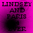 A static image with a bright magenta background displays black text reading "LINDSEY AND PARIS 4 EVER" in four identical arranged in a