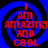 Four identical blue spiral backgrounds with red text reading "I AM AMAZING AND COOL" arranged in a , each containing concentric black rings