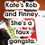 six with text overlays and partial images, including phrases like "Kate's Rob and Finney. She's a faux gangsta." and "I'm Big Black and Slippery. I'm a hardcore gangsta."