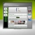 Static pixelated image of a computer interface with a green gradient background, showing a window with a sidebar, central content area, and small colored elements.