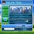 Pixelated interface with green sidebar, blue header, and central image of cityscape under light sky.