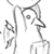 Static grayscale pixel art of a stylized character with long hair and flowing clothing, rendered in low resolution on a white background.