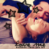 A static image shows two people lying close together on a blue surface, with multiple star-shaped overlays and text at the bottom.