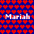 Pixelated blue background with red heart pattern and repeated white text "Mariah" in two , each separated by a single red heart symbol