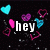 Pixelated icon with black background, floating hearts, and white text reading 'hey whats up its GABS!!'