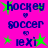 Pixelated text and symbols on a bright pink background with green star accents, alternating between static and animated states.