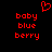 Red pixelated text 'baby blue berry' appears below a red heart symbol on black background.