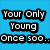 Four distinct text display pixelated phrases across colored backgrounds with no visible animation changes