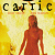 Pixelated static image featuring a red humanoid figure against a yellow background with partially visible text above it.