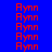 Red text 'Aynn' repeated across blue background with green rectangular blocks in a pattern