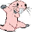 Pixelated pink walrus mascot with gray flippers and tusks holding a white object, next to black pixel text reading "RUFUS is my homeboy" on a transparent background.