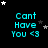 identical cyan text 'Cant Have You <3' with scattered white and gray stars on a black background, one partially obscured by a gray rectangle