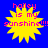 Four identical yellow starburst shapes with pink text 'haley is my sunshine!!!' on a solid blue background, arranged in a