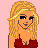 Pixel art of a blonde woman in red top and blue dress with text 'if you want some ...' on pink background.