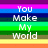A static image with horizontal color bands displaying partial text fragments in white pixelated font.