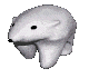 A grayscale 3D-rendered polar bear icon in a walking pose, viewed from the side with subtle variations