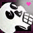 Pixelated cartoon skull with black eye sockets and nose cavity, white teeth, pink dotted border, and pink heart symbol above head.